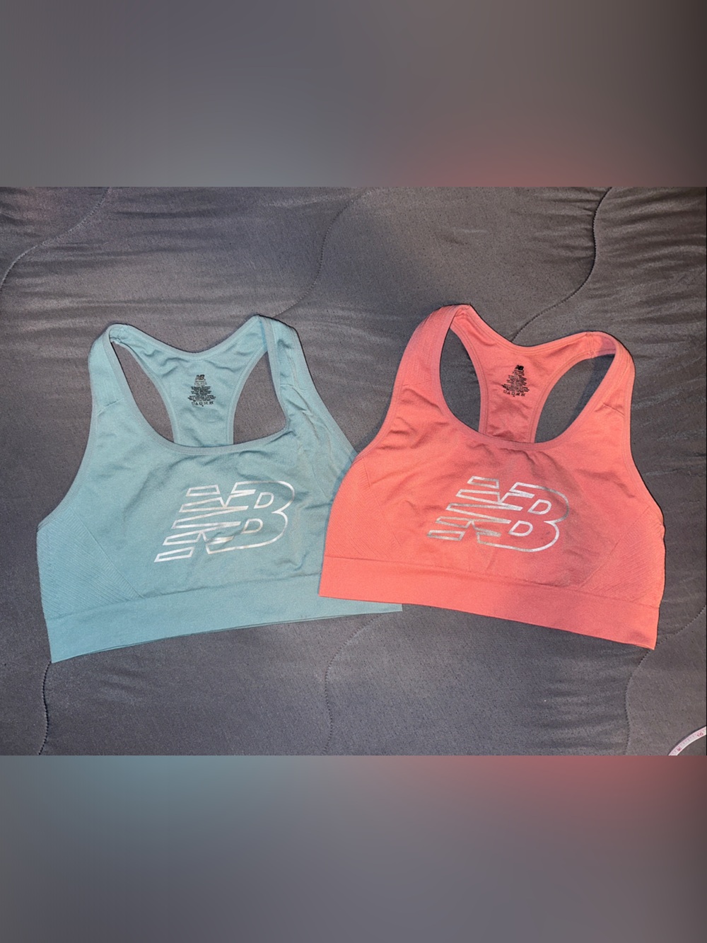 New Balance Teal and Coral Seamless Racerback Sports Bras XXL